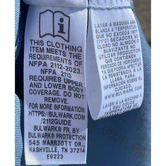 Bulwark Mens Size XL FR Blue Long-Sleeve Work Shirt With Dual Chest Pockets Cert - Picture 6 of 8